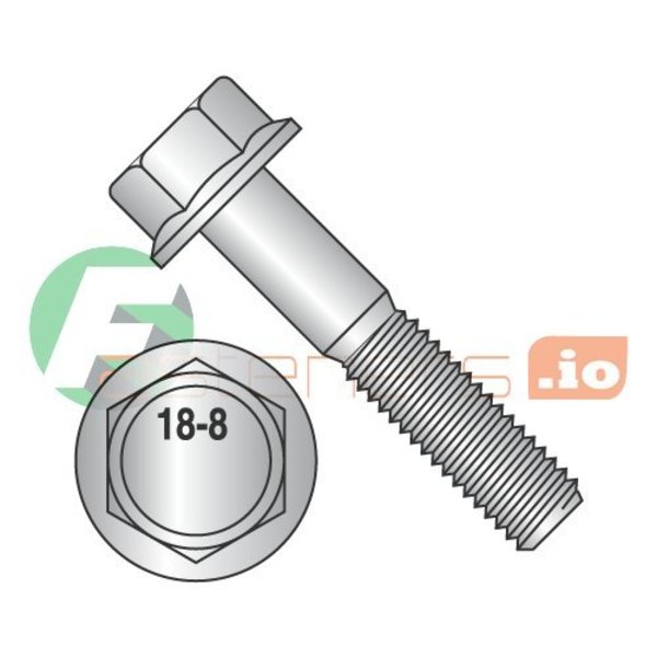 Newport Fasteners Not Graded, 1/2"-13 Flange Bolt, Plain 18-8 Stainless Steel, 2 in L, 100 PK 126179